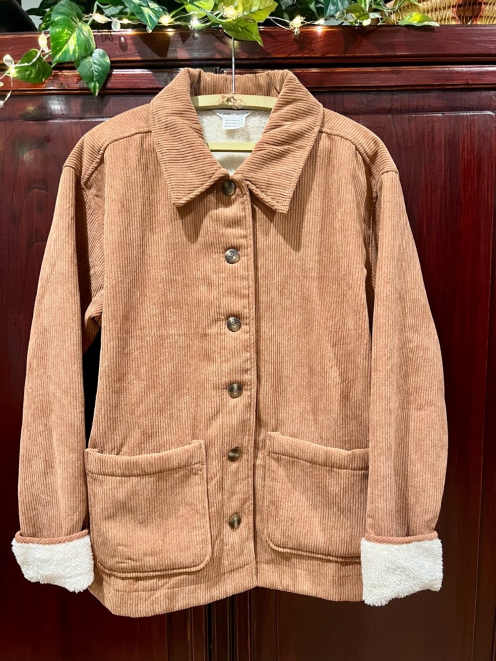 Boston Traders NWOT Sherpa Lined Corduroy Barn Jacket Camel Relaxed Fit Medium